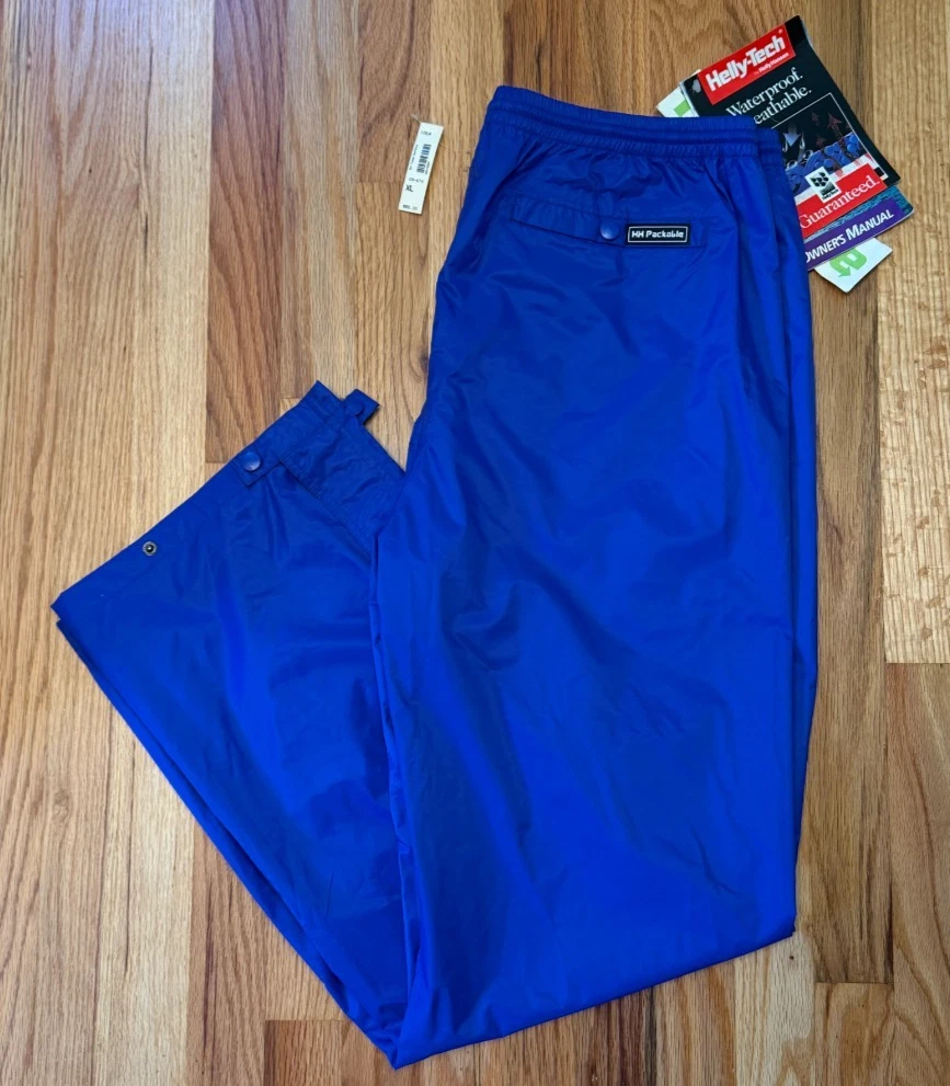 NWT Vintage Helly Hansen Salinas Pants XL Blue Packable Waterproof Rain Shell