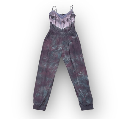 Gypsy 05 Global Village Tie Dyed 100% Silk Pants Jumpsuit Purples, Women s Small