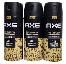 3 Pack Axe Gold Temptation Deodorant Body Spray for Men, 150ml.