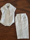 Vintage BARBIE WHITE BODYBLOUSE w/WHITE SHEATH SKIRT Fashion Pak Set 1962 EUC