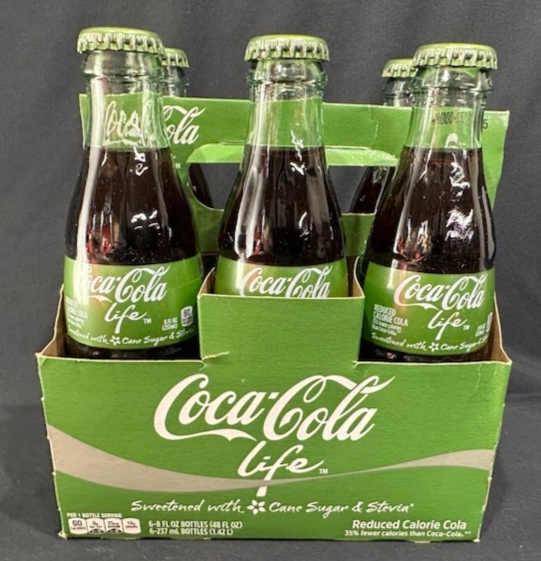 Coca-Cola Life 6-Pack 8oz Sealed Glass Bottles Green Label
