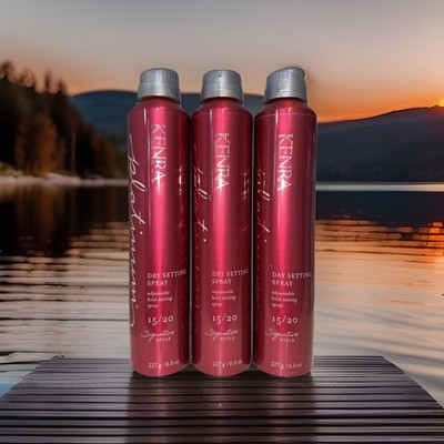 3 PACK NEW KENRA PLATINUM SIGNATURE DRY SETTING SPRAY 15/20 ADJUSTABLE HOLD 8 OZ