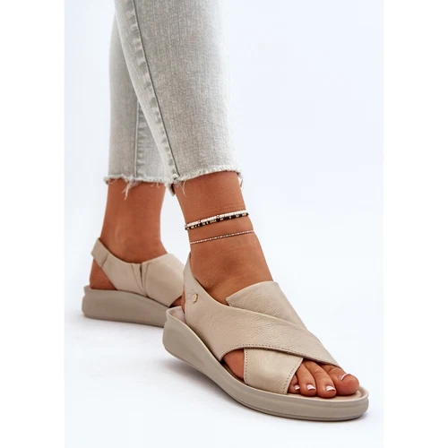 Zazoo 40392 Women's Leather Sandals, Beige - Picture 6 of 10