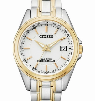 CITIZEN ECO-DRIVE SOLAR Damen-FUNKUHR Saphirglas 10 BAR WR Ref. EC1186-85A - Bild 1 von 4