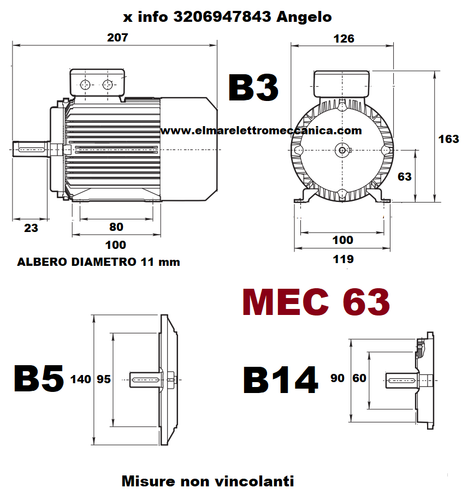 Motore Elettrico Monofase B3 CON PIEDINI giri 2800 1400 900 rpm poli 2 4 6 230 V - Photo 55/56
