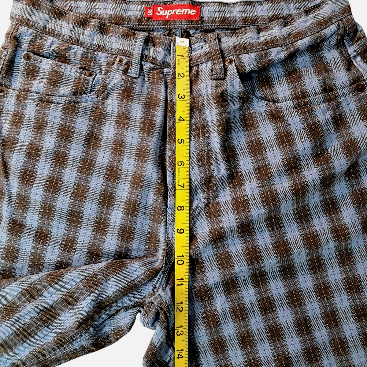 Supreme Baggy Shorts Men's Size 30 Plaid (Blue/Black) Long Below