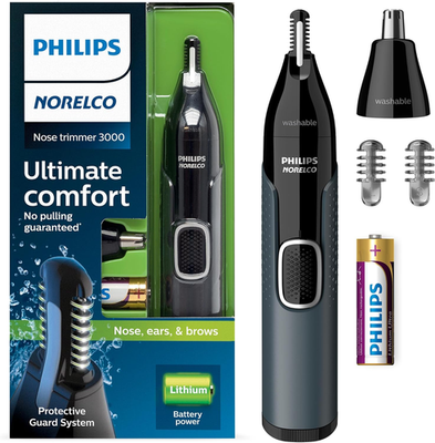 Philips Nose Trimmer 3000, for Nose, Ears and Eyebrows, Black