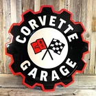 Chevrolet Chevy Corvette Gear Large Embossed Metal Tin Sign 24" Vintage Garage