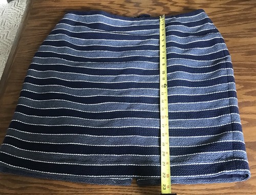 LOFT ANN TAYLOR Pencil Skirt Blue White Gray Striped Size 14 - Picture 7 of 8