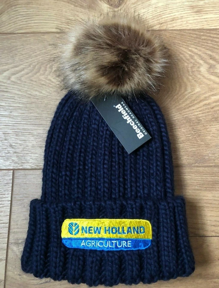 BEECHFIELD Cappello donna New Holland pelliccia sintetica Bobble Beanie lana - blu navy - taglia unica