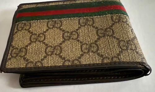 GUCCI GG Supreme Canvas & Leather Bi-Fold Brown Wallet Made in Italy AUTHENTIC - Picture 7 of 11