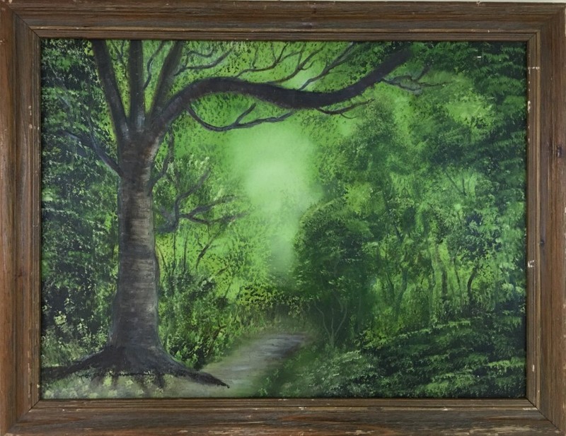Bob Ross-styled Oil Painting (18 x 24) with frame
