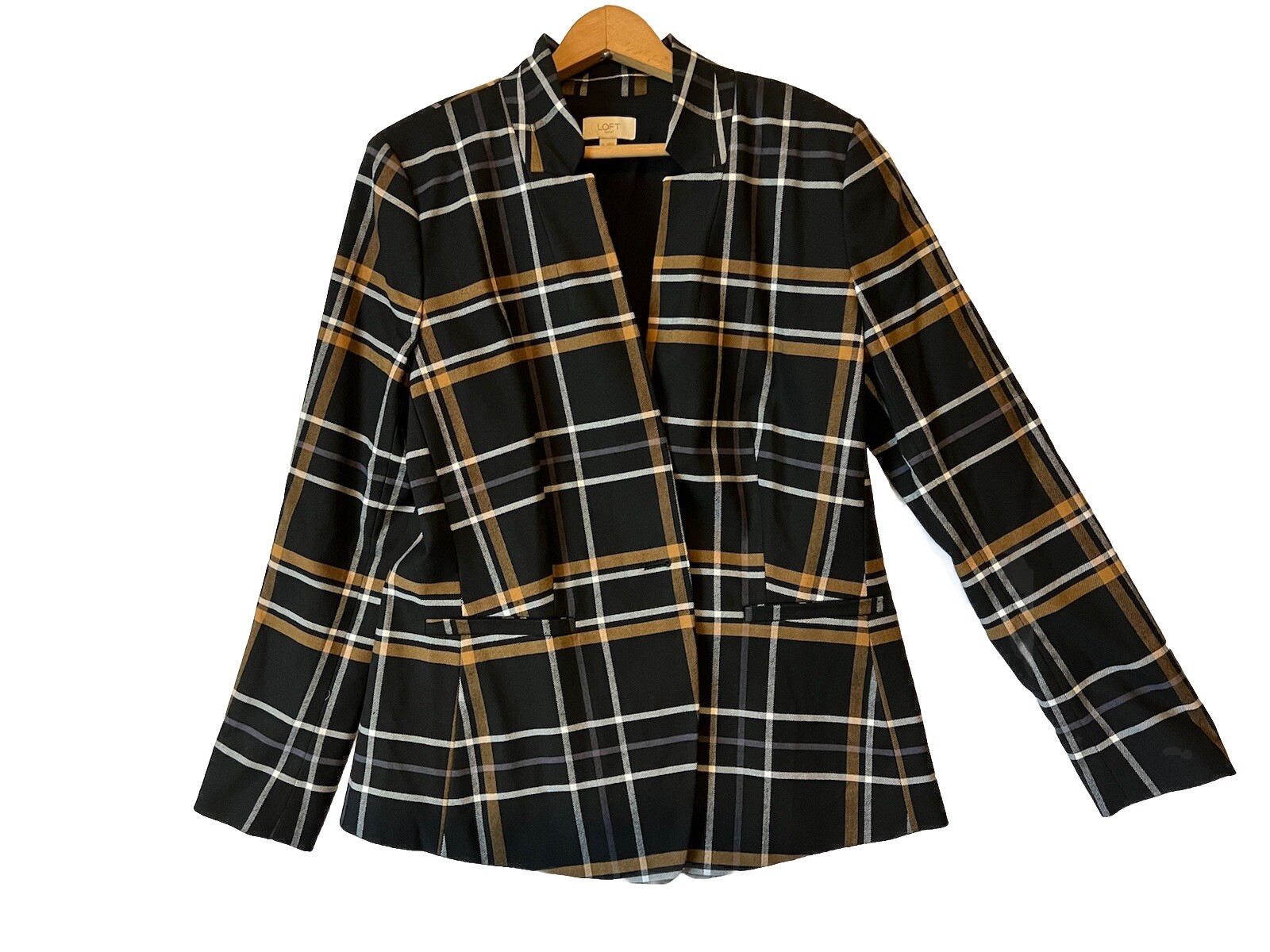 LOFT Outlet Plaid Single Button Lined Structured … - image 3