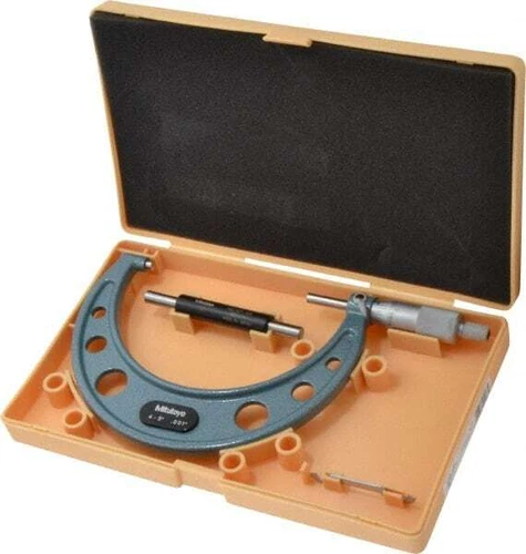 Mitutoyo 4 to 5" Range, 0.001" Graduation, Mechanical Outside Micrometer Ratc...