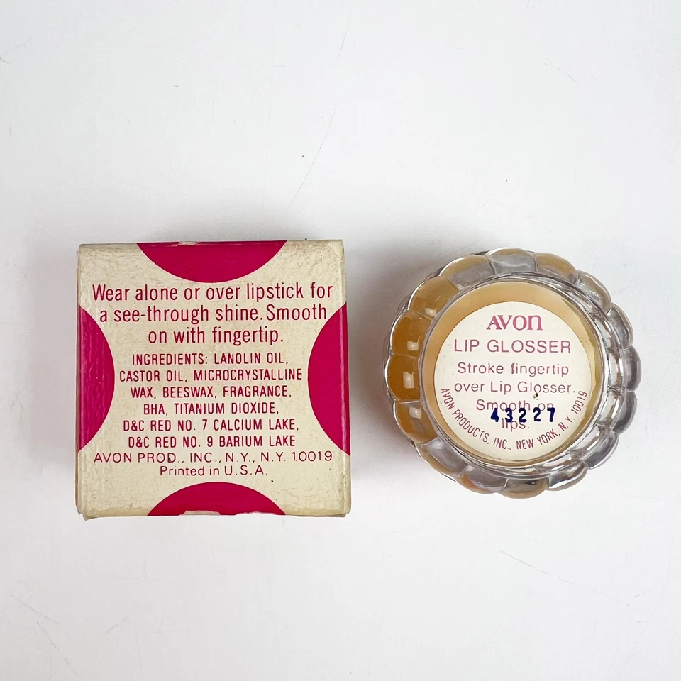 NEW Vtg Avon Lip Glosser .10 oz Clear Scallop Case Yellow Orange Color Box Wear - Image 2 of 4