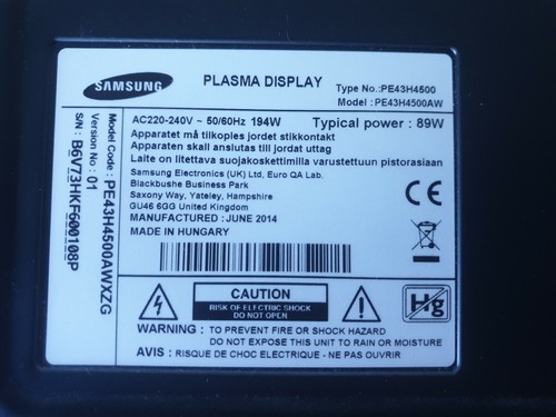 Samsung 4500 Series PN43F4500 43" 720p HD Plasma Television - Bild 2 von 3
