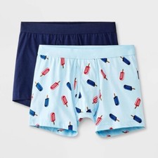 Men's Popsicle Print Boxer Briefs 2pk - Goodfellow  Co Light Blue S Tagless
