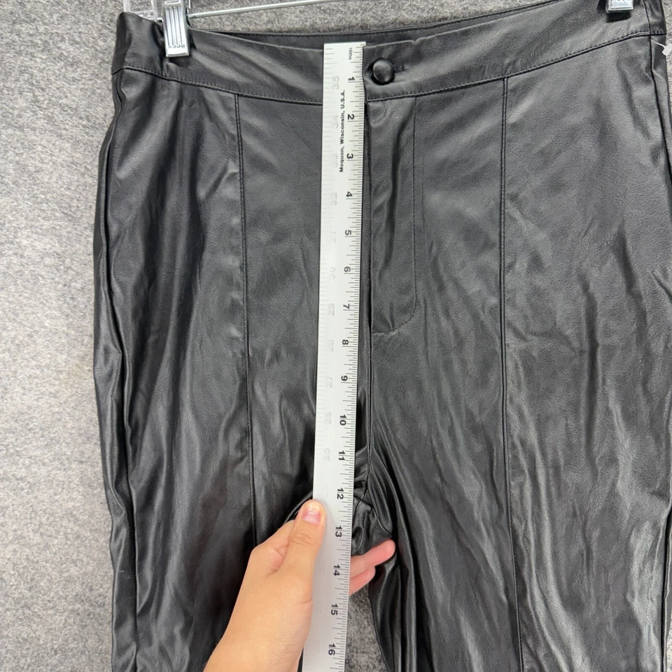 Missguided 裤子女式 8 黑色高腰平底斜纹布皮革直筒 — 第 4/4 张图片