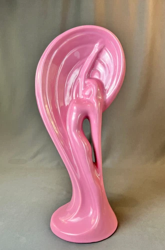 Haeger SERENADE Art Deco Mauve Pink Female Nude #6035  17 ½” Sculpture c. 1985