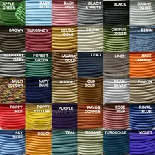 ROUND 3 Core Braided Fabric Cable Lighting Lamp Flex Vintage - Choice of Colour