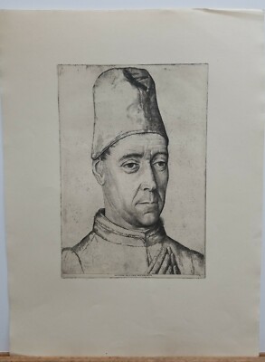 Peter Halm 1854-1923 Vintage Etching Portrait After Dirk Bouts 16''×12'' 1920's  