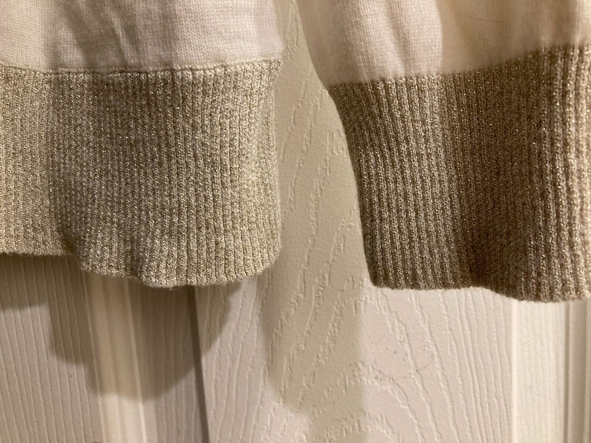 TAIL Tech Full zip Cardigan Sweater~Cream & Gray w/ Gold