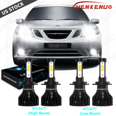 For Saab 9-3 2004 2005 2006 4x H7 Combo Headlight High Low Beam LED White Bulbs