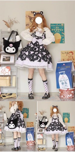 Mädchen Sweet Cinnamoroll Kuromi My Melody Lolita JSK OP Kleid Slip Riemen Röcke - Bild 15 von 20