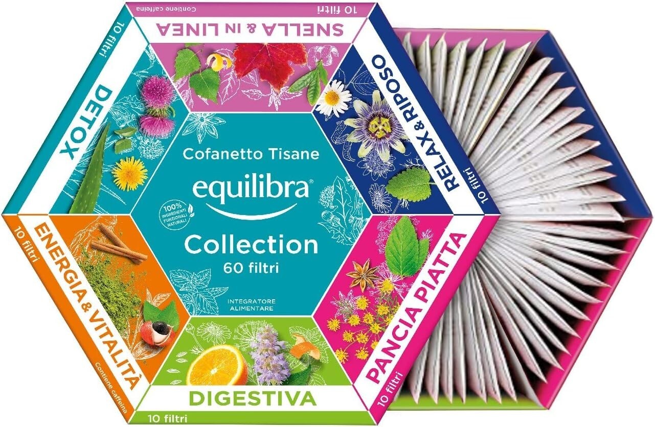 Equilibra, Cofanetto Tisane Funzionali, 60 bustine, 6 Varianti, Tisane Detox,