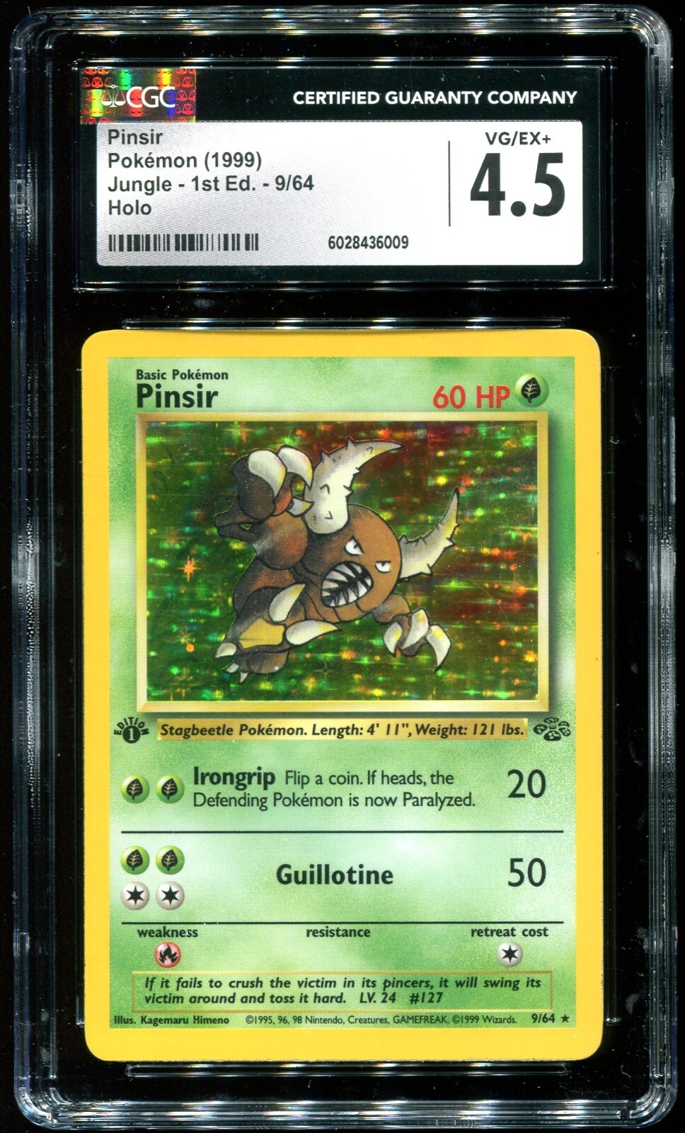CGC 4.5 Pinsir 1st Edition Holo Rare Jungle 1999 Pokemon Card #9