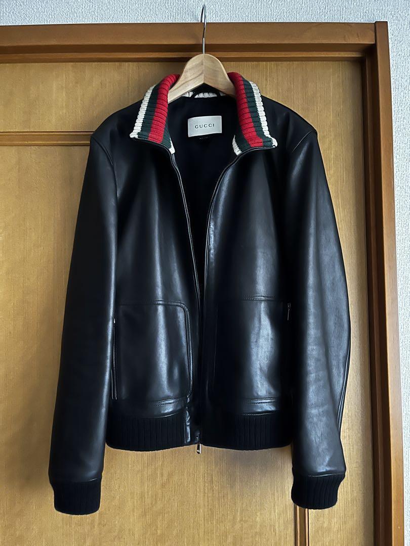 Gucci Leather Jacket Black Sherry Line Size 46 | eBay Gucci Leather Jacket Black Sherry Line Size 46 | eBay
