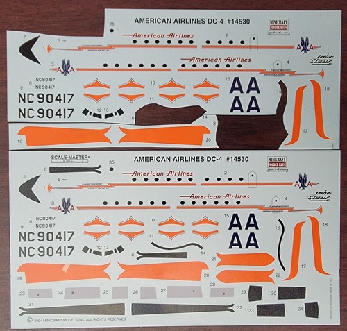 1/144 - MINICRAFT DECAL - AMERICAN AIRLINES - DOUGLAS DC-4 - 14530