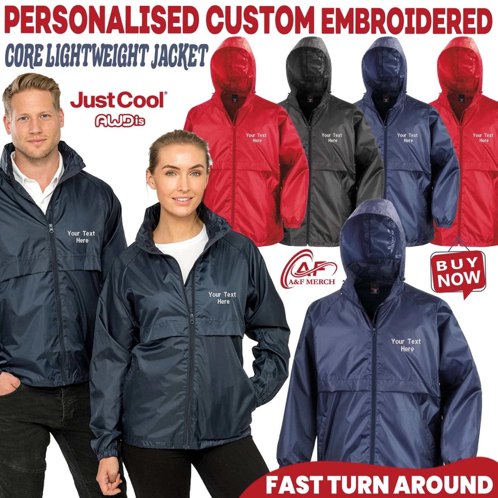 Personalised Embroidered Result Core Lightweight Hood Jacket Full Zip R205X