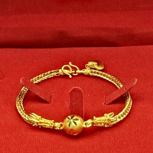 Bracelet Chain Dragon 23k 24k Thai Baht Gold Plated Heart Pendant Jewelry Women - Picture 3 of 7