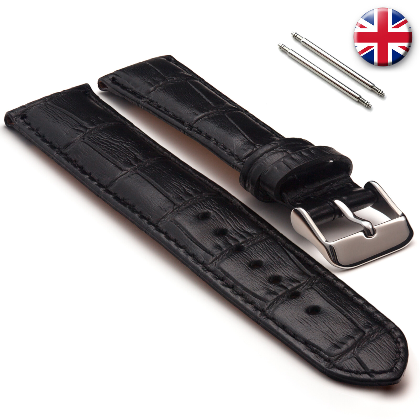 Men's Genuine Shiny Croco Padded Leather Watch Straps eBay