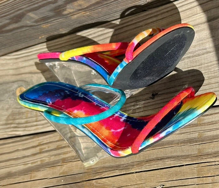 Прозрачный Lucite каблук скольжения на слайд мул размер 11 с открытым носком плащ ROBBIN галстук краситель LN EUC - Изображение 3 из 4