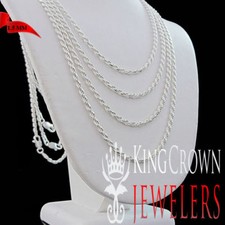 MEN'S WOMEN'S REAL 925 STERLING SILVER ROPE CHAIN NECKLACE 2MM 2.5MM 18 30 INCH
