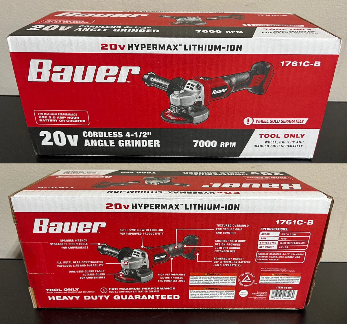 BAUER 20V BRUSHLESS CORDLESS 4 1 2 ANGLE GRINDER eBay