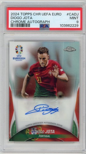 Diogo Jota 2024 Topps Chrome UEFA Euro Autograph PSA 9 #CA-DJ Portugal Auto