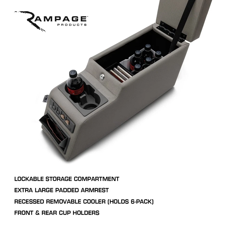 Consola central de bloqueo RAMPAGE PRODUCTS para Jeep CJ/Wrangler YJ | Denim gris... Foto 3 de 4