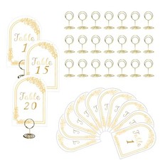20 Sets Table Numbers, 1-20 Table Cards with 20 Pcs Holders for Wedding, White