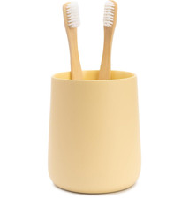 Matte Yellow Cream Toothbrush and Toothpaste Holder and Cup for Bathroom Vanity