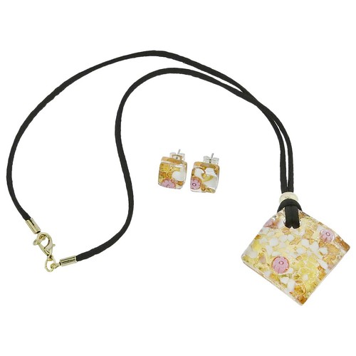 GlassOfVenice Murano Glass Venetian Reflections Necklace and Earrings Set - Purp - Picture 5 of 9