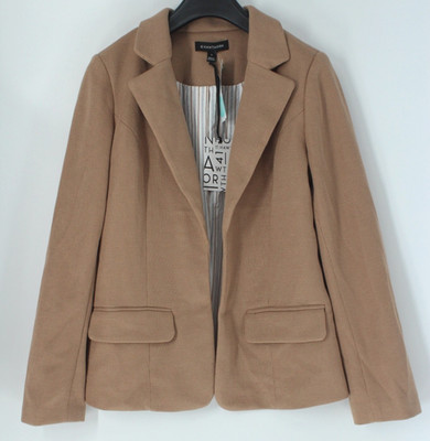 41 Hawthorne Women's Long Sleeve Stretch Nellie Longline Blazer Sz L Brown NWT
