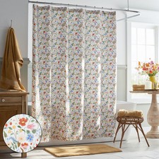 Strawberry Fields Classic Cool Cotton Percale Shower Curtain - White Multi...