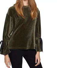Sanctuary Clothing Women’s Size L Velvet Pullover Blouse Long Sleeve Dark Green