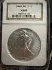 1986 American Silver Eagle NGC MS69 Ounce Silver Dollar