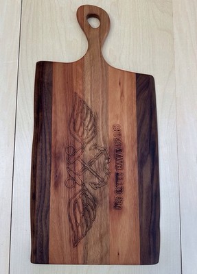 US NAVY USS Kitty Hawk CVA 63 custom  Wood Cutting/ charcuterie Board LIVE EDGE