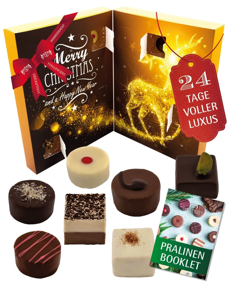 Adventskalender Pralinen Hallingers ohne Alkohol - Handgemacht Premium
