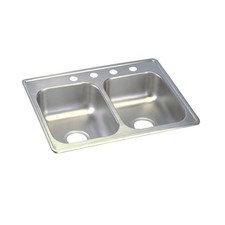 Elkay D225194 Dayton 25" Stainless 4-Hole Equal 2 Bowl Drop-in Sink -Slight Wear